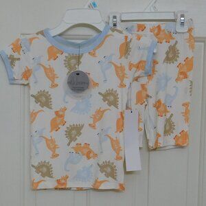 NWT 2pc Milkberry Colorful Dinosaur Print Bamboo Shirt & Shorts Pajamas sz 5t